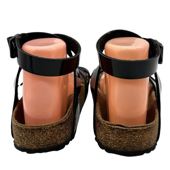 Birkenstock Yara Patent Leather Sandals Women’s Sz 38 US 7 Black Open Toe Shoes - Picture 6 of 12